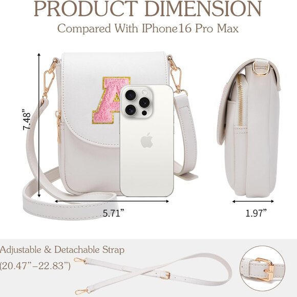 Elegant Adjustable Crossbody Purse with Initial Design - Lightweight & Durable - Picture 4 of 6